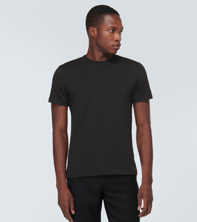 Ralph Lauren Script Logo-embroidered Cotton T-shirt In Black