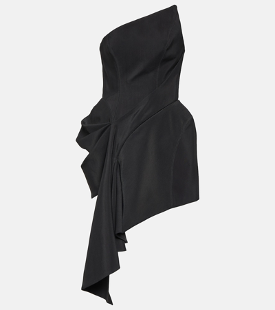 Shop Mugler Draped Asymmetric Minidress In Black