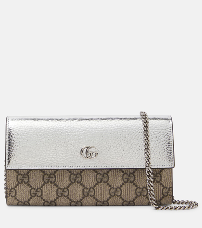 Shop Gucci Gg Marmont Leather Wallet On Chain In Multicoloured
