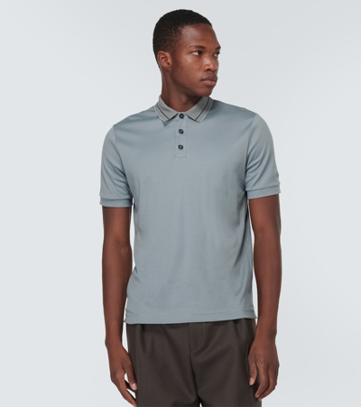 Shop Giorgio Armani Cotton Polo Shirt In Grey