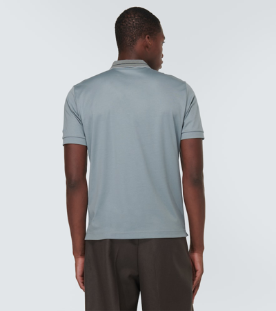 Shop Giorgio Armani Cotton Polo Shirt In Grey