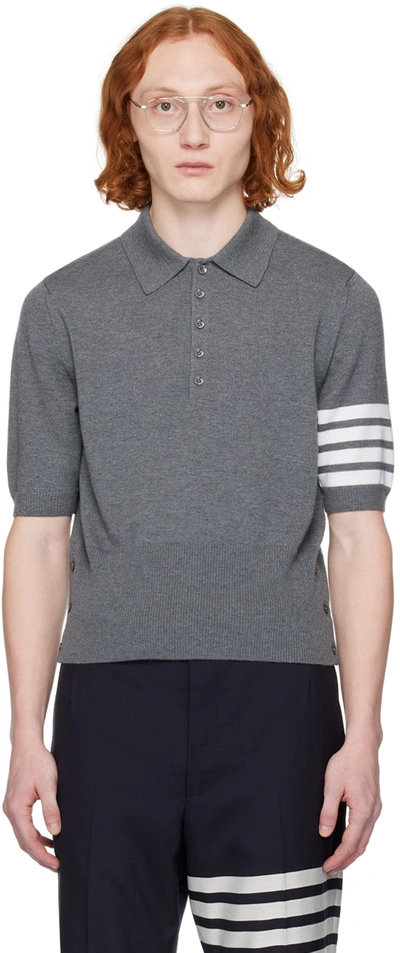 Shop Thom Browne Gray Hector 4-bar Polo In 035 Med Grey