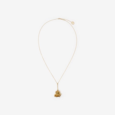 Shop Burberry Rose Pendant Necklace In Gold/clear
