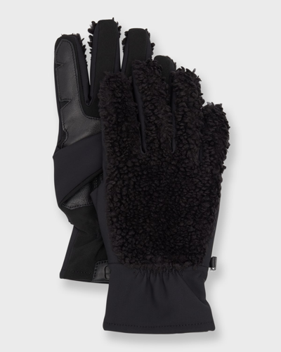 Shop Ugg Men's Fluff Gloves With Leather Palm In Black