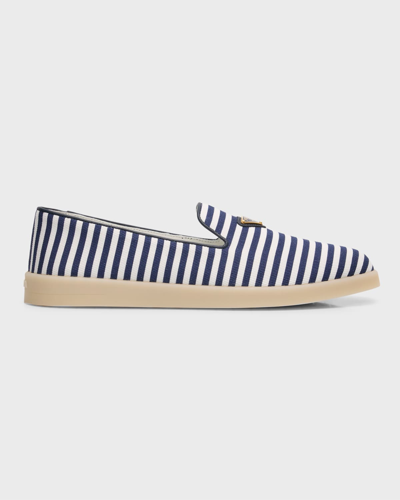 Shop Prada Saint Tropez Stripe Slip-on Sneakers In Bianco Bleu