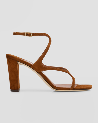 Shop Jimmy Choo Azie Suede Ankle-strap Sandals In Tan