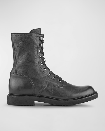 Shop Frye Men's Dean Leather Lace-up Combat Boots In Black