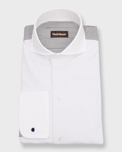 Shop Paul Stuart Men's Patterned Cutaway-collar Tuxedo Shirt In White And Black