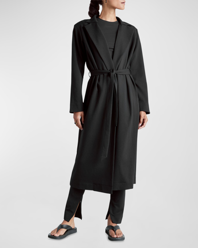 Shop Splendid X Kate Young Wool-blend Wrap Coat In Black
