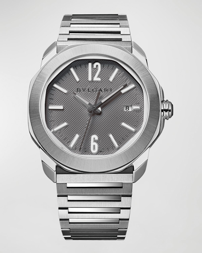 Shop Bvlgari 41mm Octo Roma Automatic Watch With Grey Dial