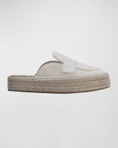 Shop Jw Anderson Cotton Penny Loafer Espadrille Mules In Natural