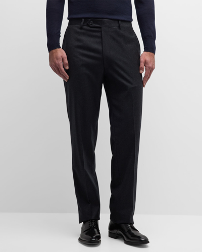 Shop Paul Stuart Men's James Flannel Formal Trousers In Grey
