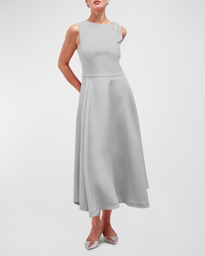 Shop Careste Sadie Sleeveless Cutout Silk Midi Dress In Silver