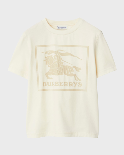 Shop Burberry Boy's Cedar Ekd Box Short-sleeve T-shirt In Pale Cream