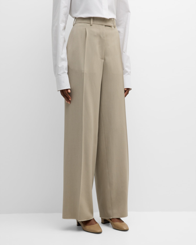 Shop The Row Roan Pleated Wide-leg Trousers In Cliff Side