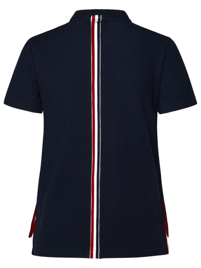 Shop Thom Browne 'relaxed' Navy Textured Cotton T-shirt