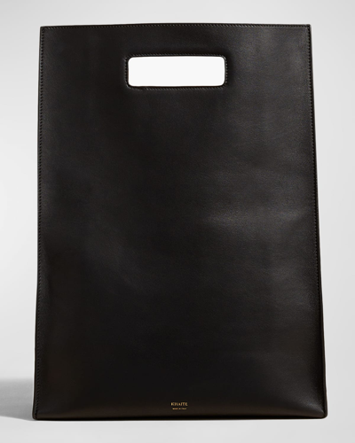 Shop Khaite Hudson Fold-over Flap Tote Bag In 200 Black