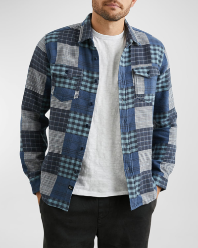Rails Men's Banton Patchwork Button-down Shirt In Blue Patchwork