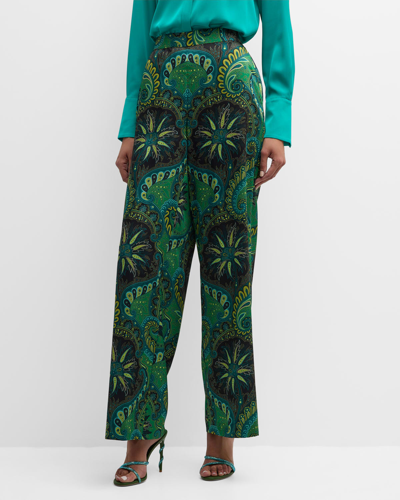 Shop Kobi Halperin Jade Paisley-print Straight-leg Pants In Ivy Multi