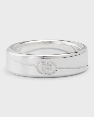 Shop Gucci Men's  Tag Ring, 6mm Silver