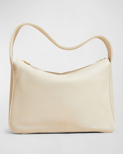 Shop Khaite Elena Small Leather Top-handle Bag In 199 Off White