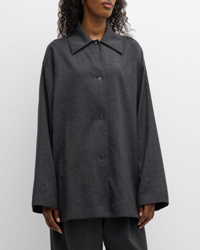 Shop The Row Rigel Oversized Poplin Shirt In Dark Grey