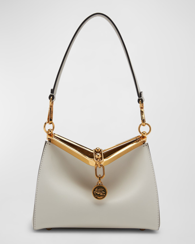 Shop Etro Small Frame Leather Shoulder Bag In White