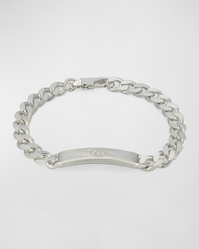 Shop Gucci Men's  Tag Bracelet, Silver
