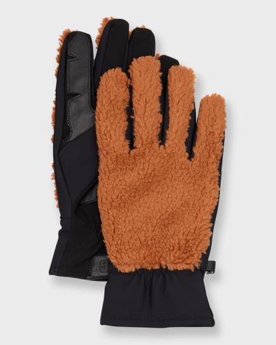 Shop Ugg Men's Fluff Gloves With Leather Palm In Hardwood