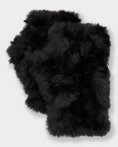Shop Adrienne Landau Faux Fur Fingerless Gloves In Black