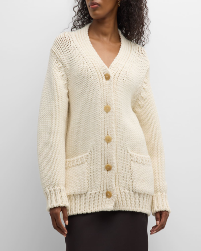 Shop The Row Evesham Wool Button-front Cardigan In Light Shell