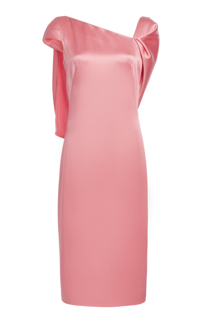 Shop Givenchy Cape-detailed Satin Midi Dress In Pink