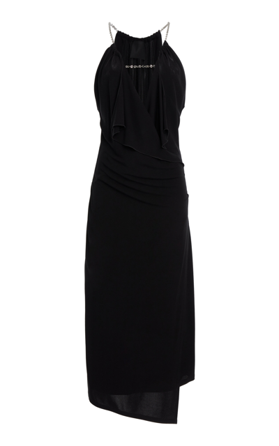 Shop Givenchy Draped Chain-strap Midi Dress In Black