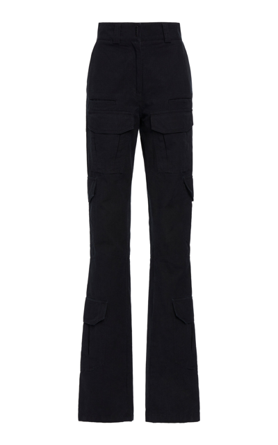 Shop Givenchy Utility Pocket Cotton Bootcut Pants In Black