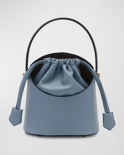 Shop Etro Saturno Drawstring Leather Bucket Bag In Blu