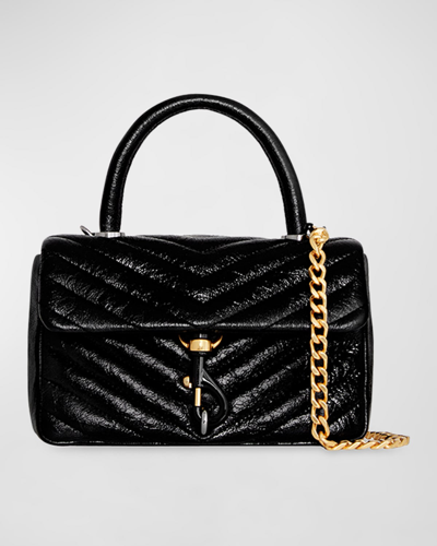 Shop Rebecca Minkoff Edie Crinkle Quilted Top-handle Bag In Black