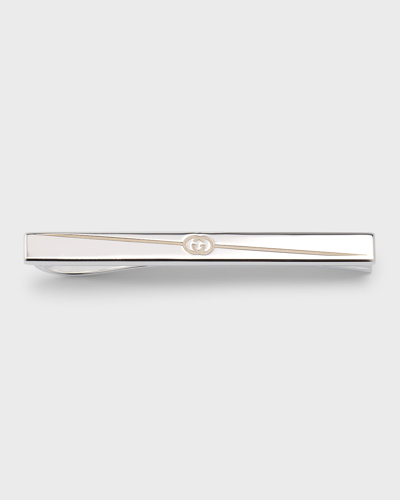 Shop Gucci Men's  Tag Tie Bar, 60x60mm Silver