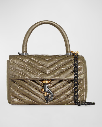 Shop Rebecca Minkoff Edie Crinkle Quilted Top-handle Bag In Bronze