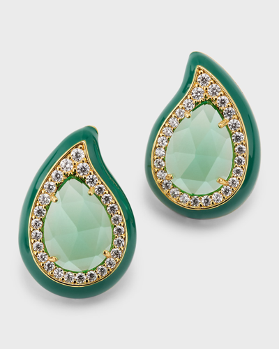 Shop Tai Teardrop Stud Earrings In Green