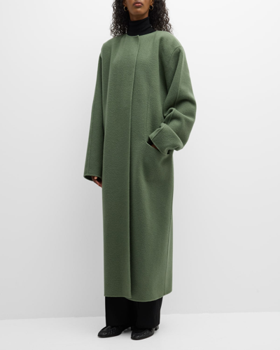 Shop The Row Priske Collarless Cashmere Coat In Fern Green