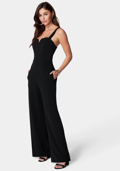 Bebe V Wire Core Jumpsuit In Black
