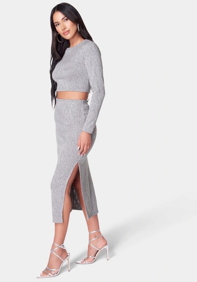 Bebe Two Piece Sweater Set Dress In Grey