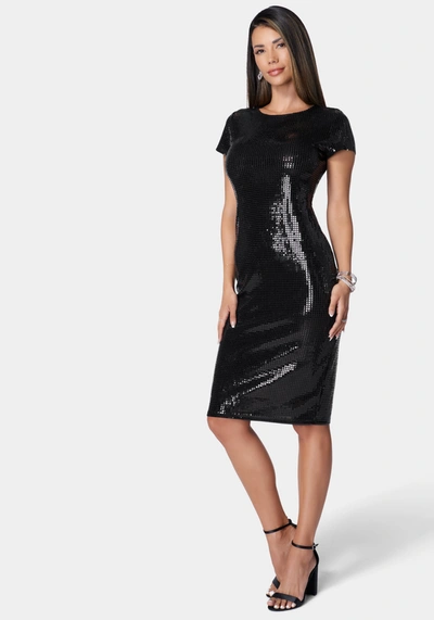 Bebe T Shirt Midi Disco Dot Dress In Black,black
