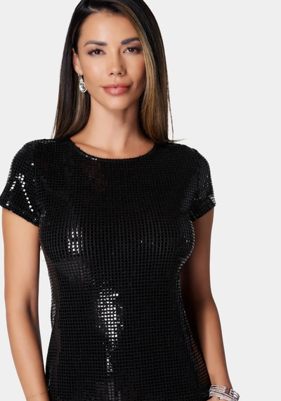 Bebe T Shirt Midi Disco Dot Dress In Black,black