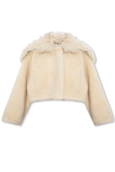 Shop Jacquemus Cream ‘piloni' Shearling Jacket In New