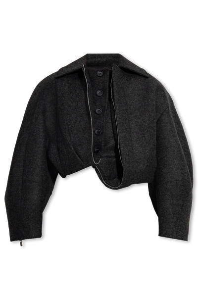 Shop Jacquemus Grey ‘feltro' Asymmetric Jacket In New