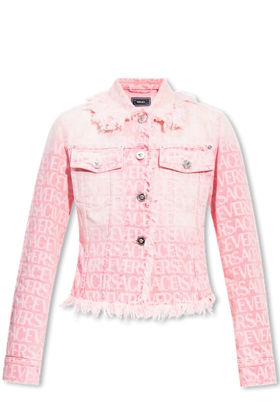Shop Versace Pink ‘la Vacanza' Collection Denim Jacket In New