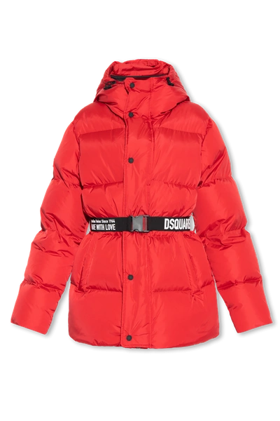 Shop Dsquared2 Red Hooded Down Jacket In New
