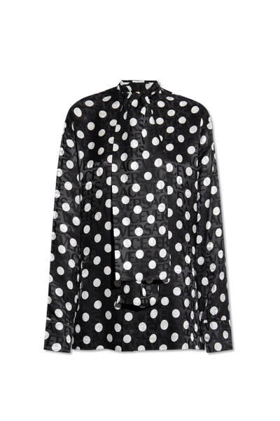Shop Versace Black Shirt With Polka Dot Print In New
