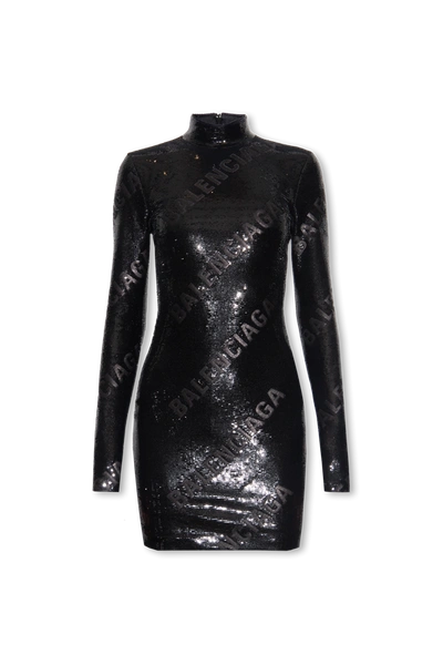 Shop Balenciaga Black Sequin Dress In New